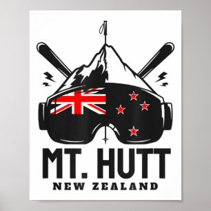 Mt Hutt New Zealand Ski Resort Retro Skiing  Poster