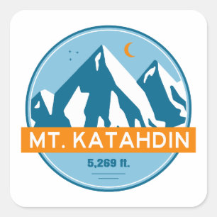 Mt. Katahdin Maine Stars Moon Square Sticker