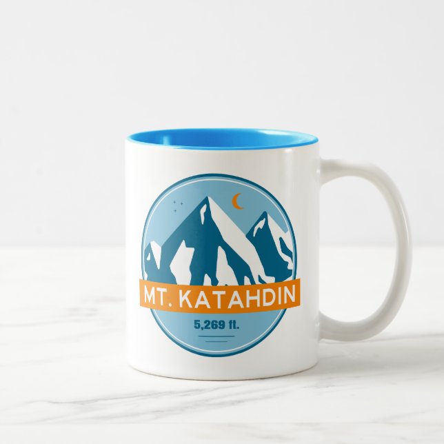Mt. Katahdin Maine Stars Moon Two-Tone Coffee Mug (Right)