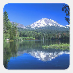 Mt. Lassen rises above Manzanita Lake Square Sticker