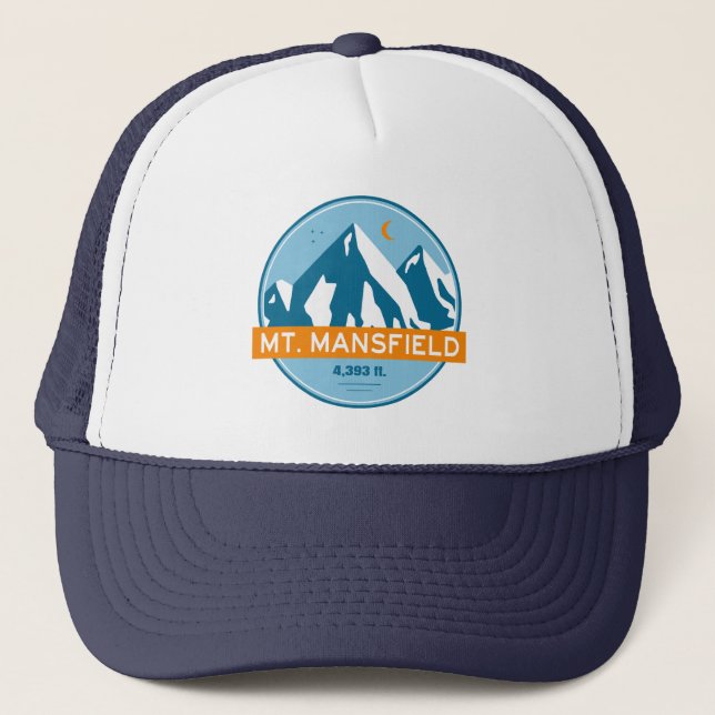 Mt. Mansfield Vermont Stars Moon Trucker Hat (Front)