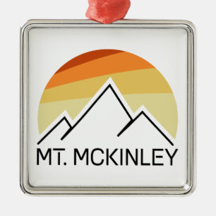 Mt. McKinley Alaska Retro Metal Tree Decoration