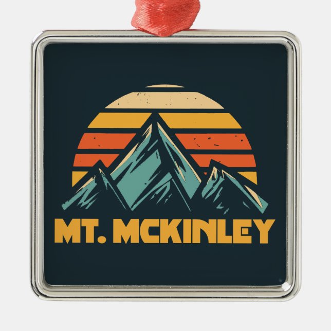 Mt. McKinley Alaska Retro Turquoise Metal Tree Decoration (Front)