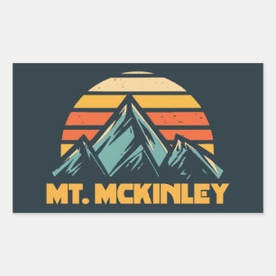 Mt. McKinley Alaska Retro Turquoise Rectangular Sticker