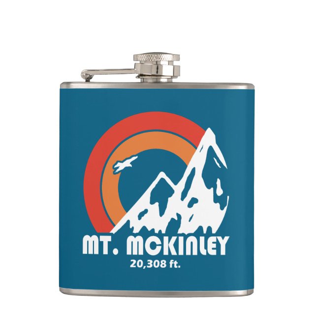 Mt. McKinley Alaska Sun Eagle Hip Flask (Front)