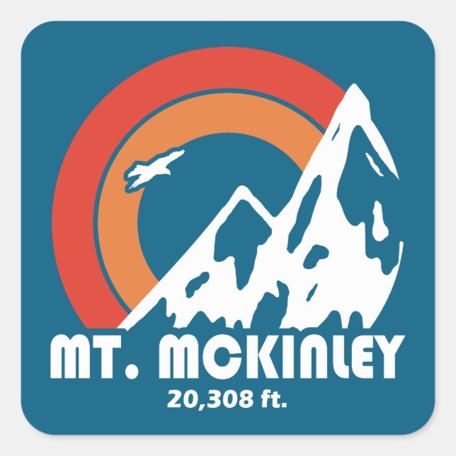 Mt. McKinley Alaska Sun Eagle Square Sticker (Front)