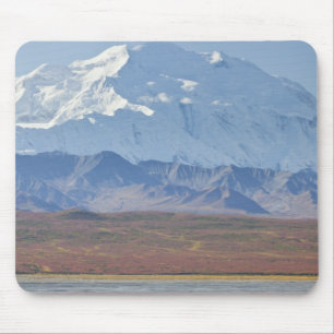 Mt. McKinley towers behind a camper and his tent Mouse Mat