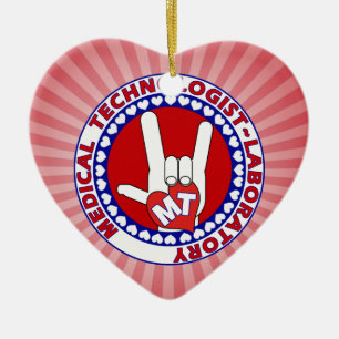 MT MEDICAL  TECHNOLOGIST I LOVE ASL  LABORATORY CERAMIC TREE DECORATION