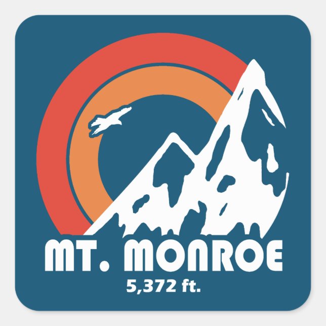 Mt. Monroe New Hampshire Sun Eagle Square Sticker (Front)