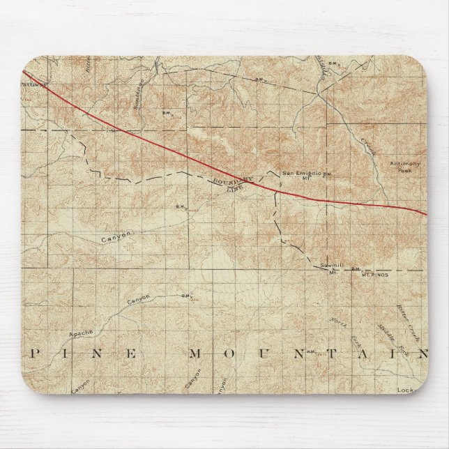 Mt Pinos quadrangle showing San Andreas Rift Mouse Mat (Front)