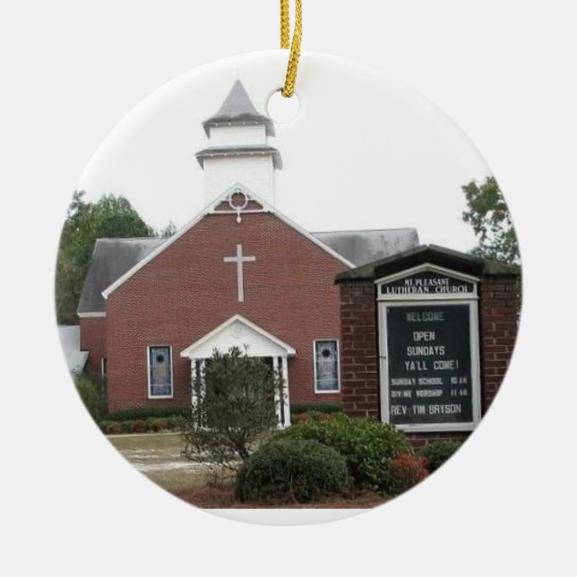 Mt. Pleasant Lutheran Church Ceramic Tree Decoration (Front)