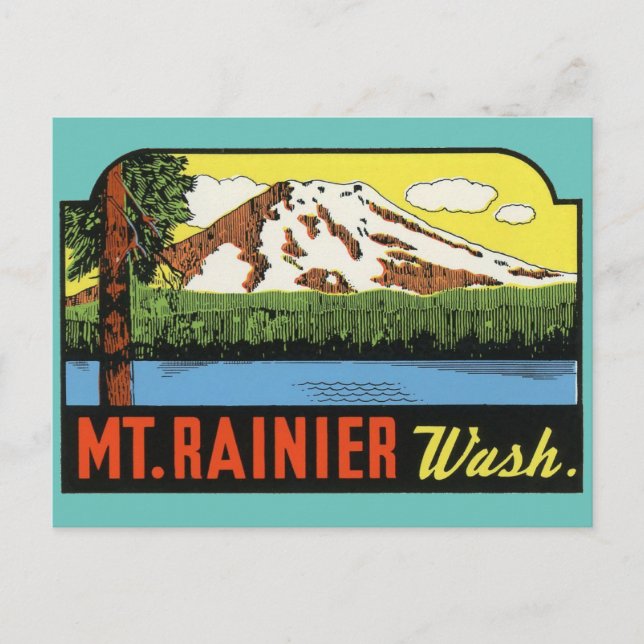 Mt. Rainer Washington Vintage Travel  Postcard (Front)