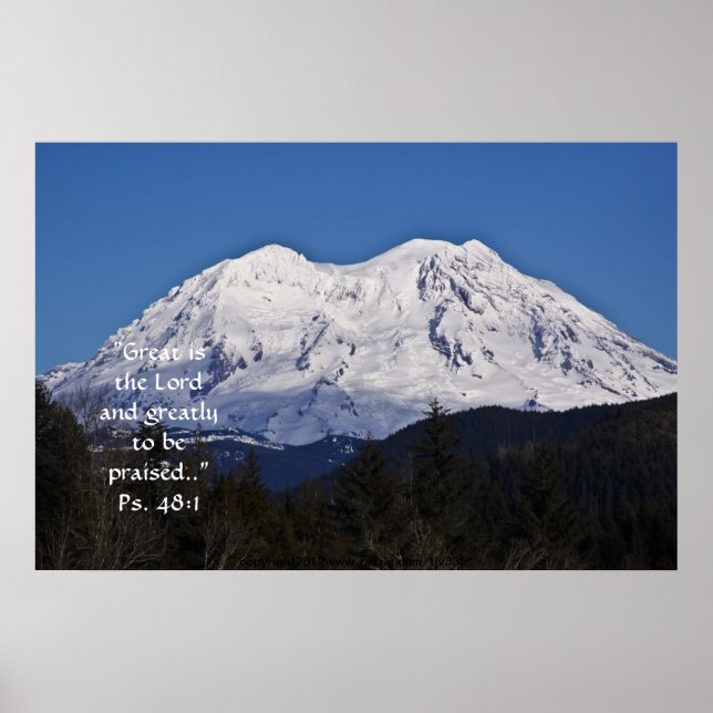 Mt. Rainier in winter Print w/Scripture Verse (Front)
