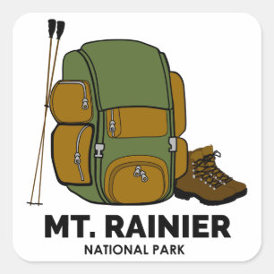Mt. Rainier National Park Backpack Square Sticker