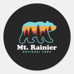 Mt Rainier National Park Hikes Washington Bear Classic Round Sticker