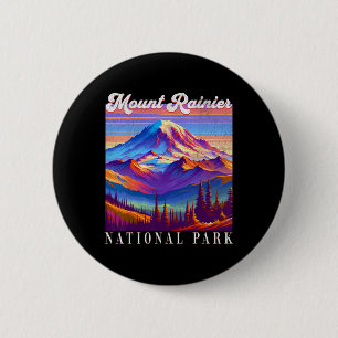 Mt. Rainier National Park Mountain Art Souvenir 1 6 Cm Round Badge