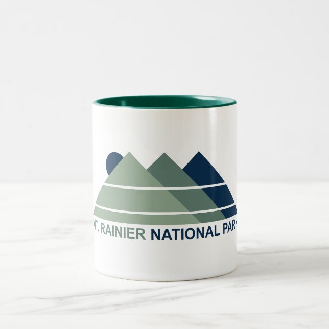 Mt. Rainier National Park Mountain Sun Two-Tone Coffee Mug (Center)