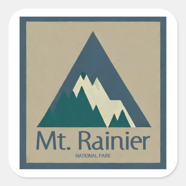 Mt. Rainier National Park Rustic Square Sticker (Front)