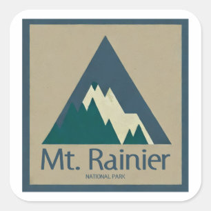 Mt. Rainier National Park Rustic Square Sticker