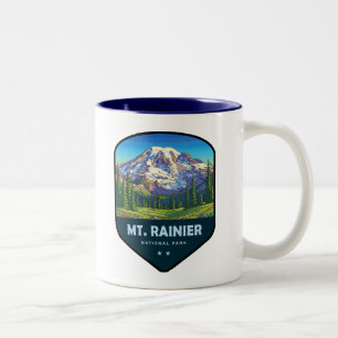 Mt. Rainier National Park Shield Two-Tone Coffee Mug