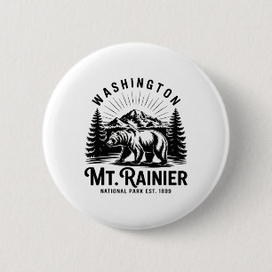 Mt. Rainier National Park Washington Pnw Vintage M 6 Cm Round Badge