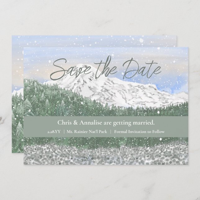 Mt Rainier National Park Wedding Save the Date (Front/Back)