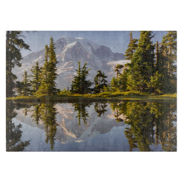 Mt. Rainier reflected in a tarn near Plummer Peak Cutting Board (Front)