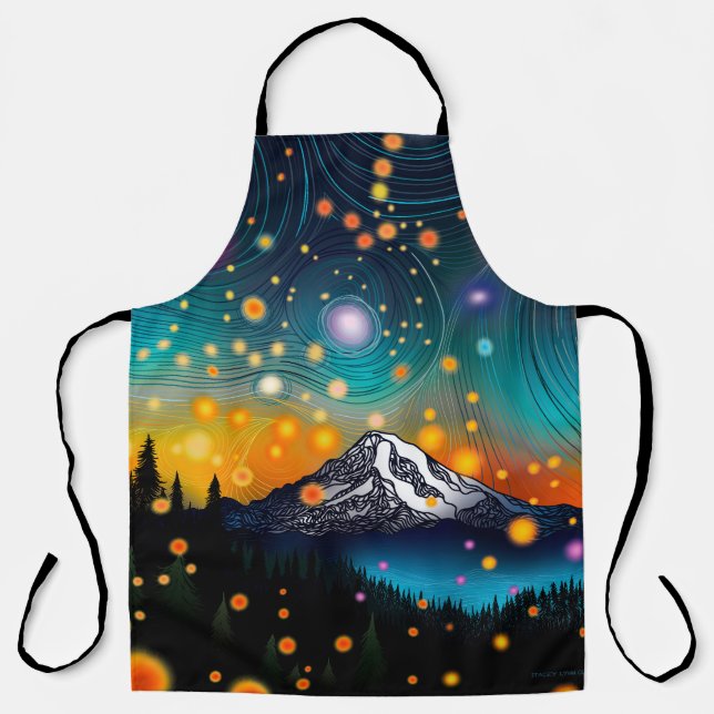 Mt. Rainier Starry Sky Apron (Front)
