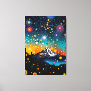 Mt. Rainier Starry Sky Canvas Print