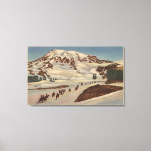Mt. Rainier, WA - Men on Horseback on Skyline Canvas Print