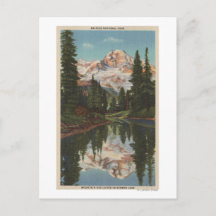 Mt. Rainier, WA - Mirror Lake with Mt. Reflectio Postcard