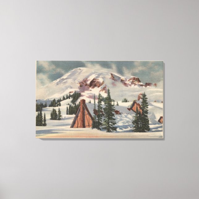 Mt. Rainier, WA - Paradise Inn at foot Canvas Print (Front)
