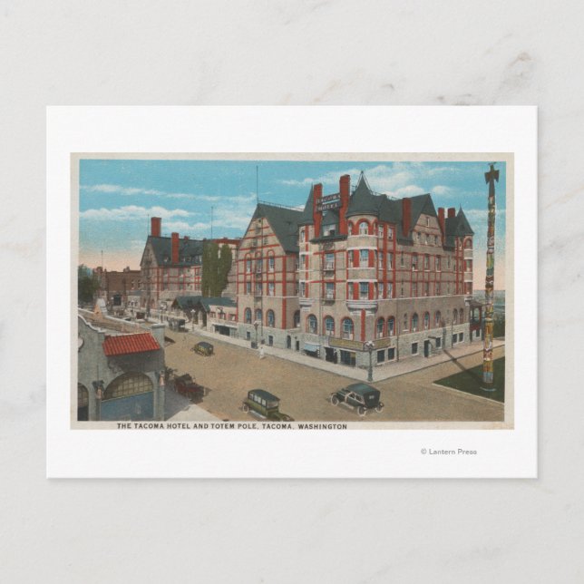 Mt. Rainier, WA - View of the Tacoma Hotel & Postcard (Front)