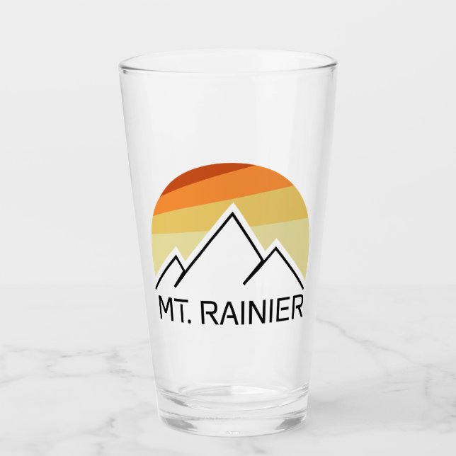 Mt. Rainier Washington Retro Glass (Front)