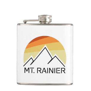 Mt. Rainier Washington Retro Hip Flask