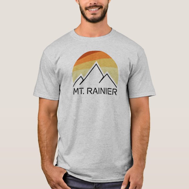 Mt. Rainier Washington Retro T-Shirt (Front)