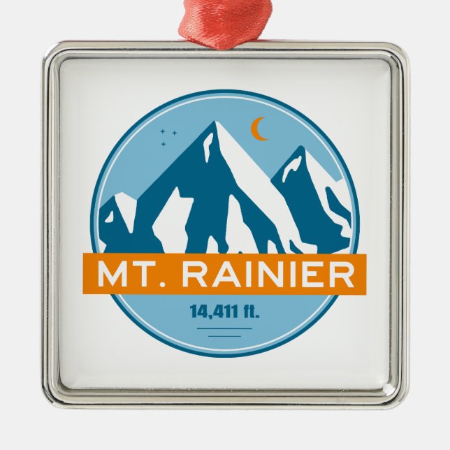Mt. Rainier Washington Stars Moon Metal Tree Decoration (Front)