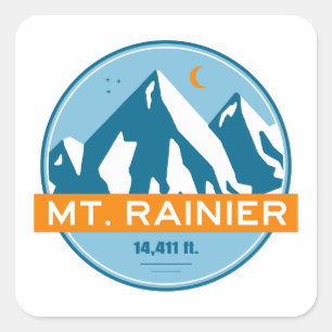 Mt. Rainier Washington Stars Moon Square Sticker