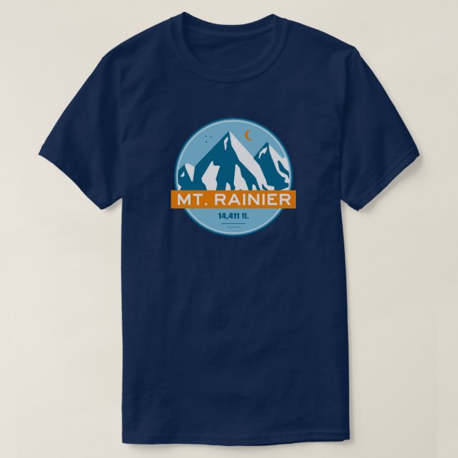 Mt. Rainier Washington Stars Moon T-Shirt (Design Front)
