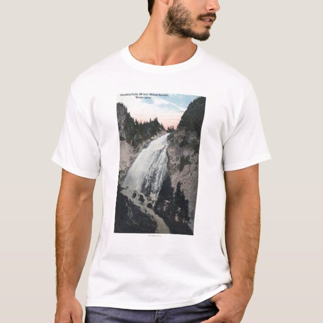 Mt. Rainier, Washington - View of Sluiskin Falls T-Shirt (Front)