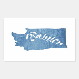 Mt. Rainier Washington Wood Grain Rectangular Sticker
