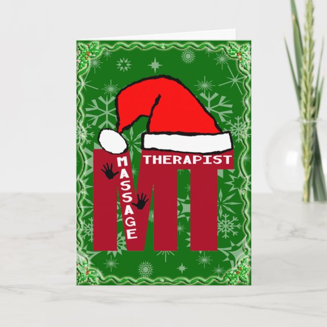 MT SANTA - MASSAGE THERAPIST CHRISTMAS SANTA HOLIDAY CARD (Front)