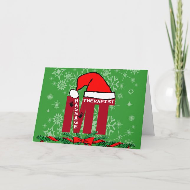 MT SANTA - MASSAGE THERAPIST CHRISTMAS SANTA HOLIDAY CARD (Front)