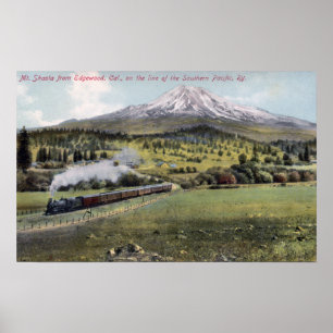 Mt. Shasta and Southern Pacific Rail Poster