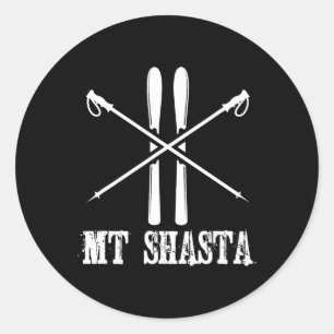 Mt Shasta California Ski Skier Skiing Nordic Alpin Classic Round Sticker
