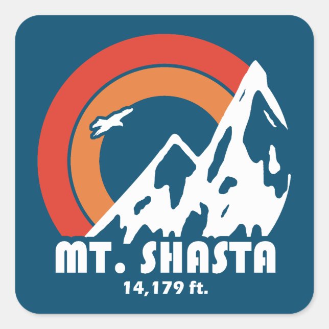 Mt. Shasta California Sun Eagle Square Sticker (Front)