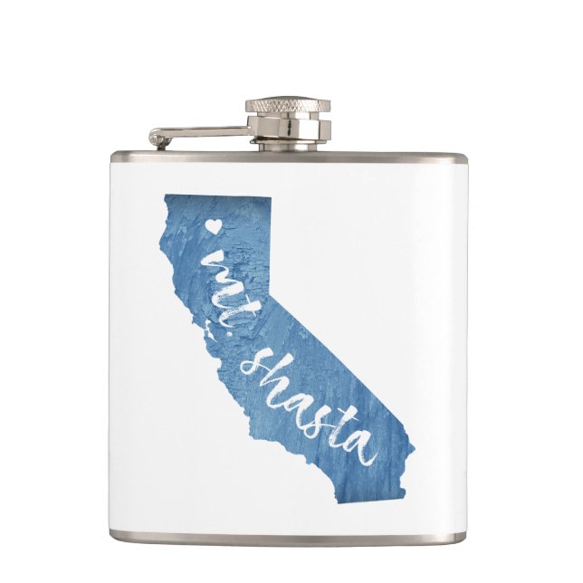 Mt. Shasta California Wood Grain Hip Flask (Front)