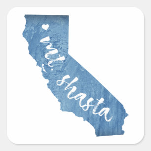 Mt. Shasta California Wood Grain Square Sticker