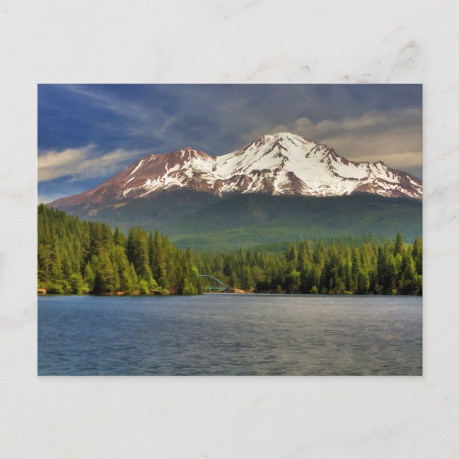 MT SHASTA FROM LAKE SISKIYOU POSTCARD (Front)