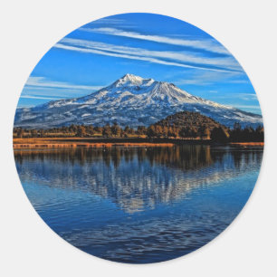 MT SHASTA REFLECTED CLASSIC ROUND STICKER